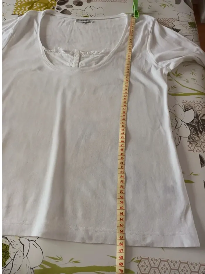 Haut blanc taille XL 100% coton manches 3/4 - photo numéro 6