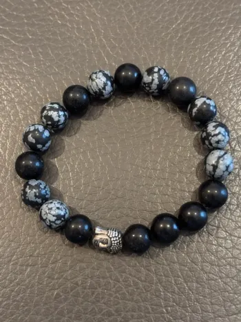 Bracelet en pierres véritables et acier inoxydable