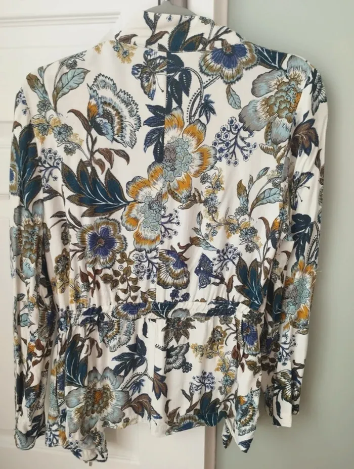 Veste gilet blanc fleuri Promod S - photo numéro 2