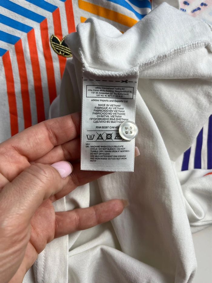 Polo/t.shirt blanc et arc en ciel Adidas pour homme en taille S - photo numéro 6