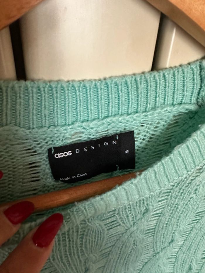 Pull en mailles larges turquoise asos L - photo numéro 2