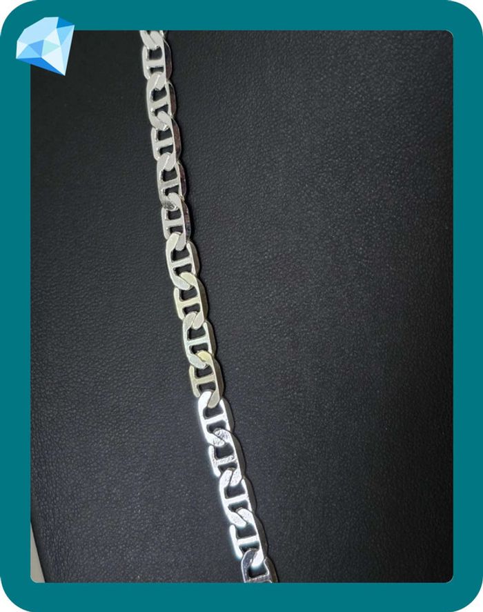 Collier maille Marine 5mm 55cm plaquage argent - photo numéro 2