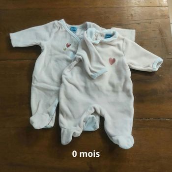 Lot pyjamas velours naissance 0 mois fille rose
