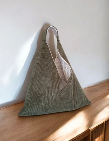 Sac fourre tout en velours côtelé 