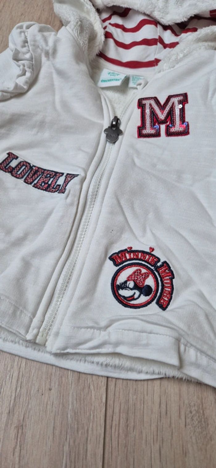 Sweat gilet zippé avec capuche Disney Minnie taille 12 mois - photo numéro 4
