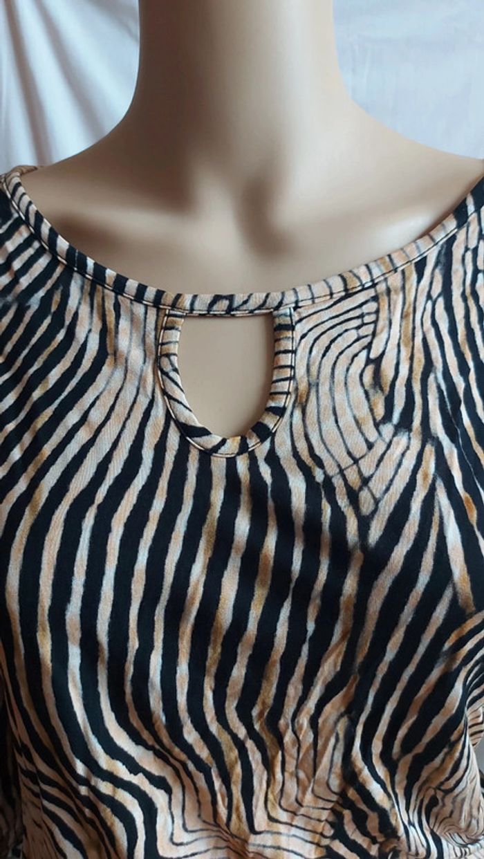 Robe beige et noire- imprimé- longue / lascana taille M - photo numéro 3