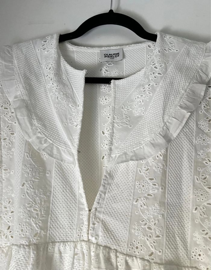 Robe Russa Blanche Brodée Claudie Pierlot Taille 42 - photo numéro 12