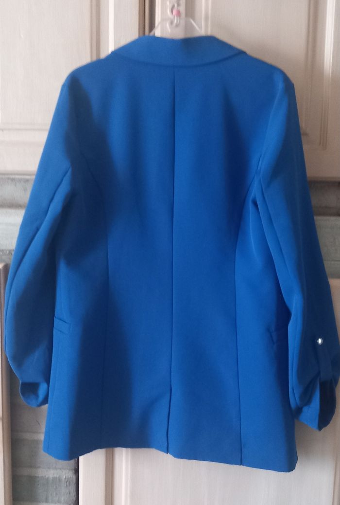 Veste blazer bleue veste blazer bleue élégante 100% polyester taille 38 - photo numéro 3