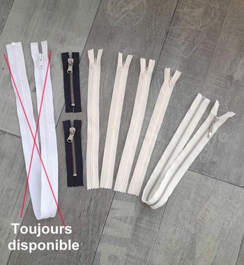 Lot de 8 fermetures éclairs neuves et d'occasions