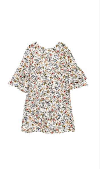 Robe fleurie blanche avec manches volantees zara basic taille Xs/34