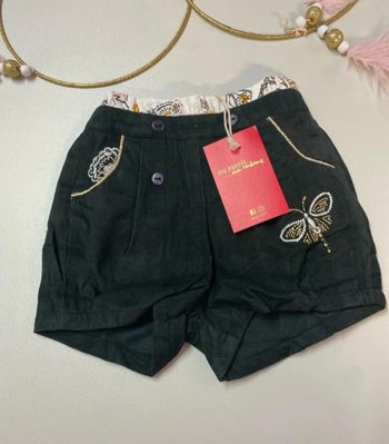 Short bébé fille - velours noir brodé - neuf - Dpam - Taille 18 mois