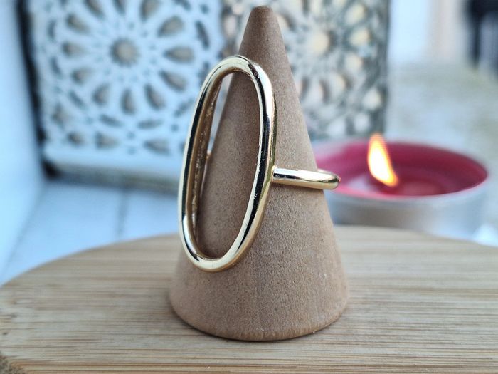 Bague ovale ouverte Doréé , avec un design simple et Minimaliste, Ajustable - photo numéro 4
