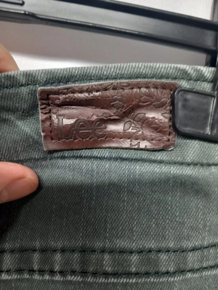 Jeans taille haute Lee Vert en coton - photo numéro 3