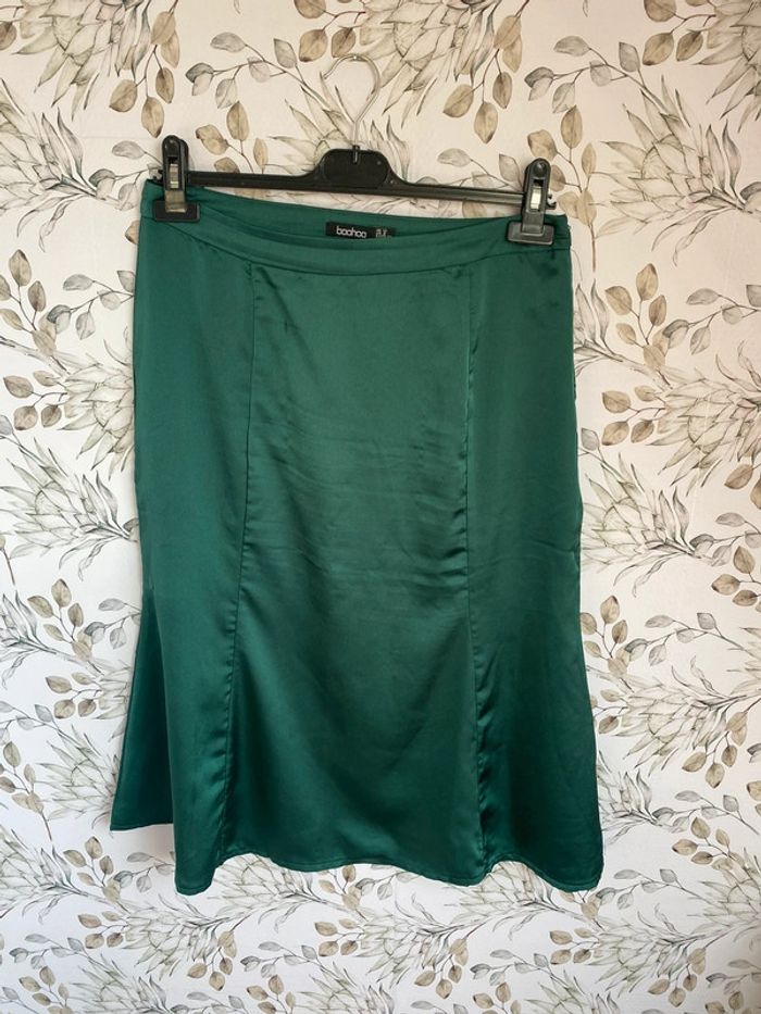Jupe satin boohoo vert