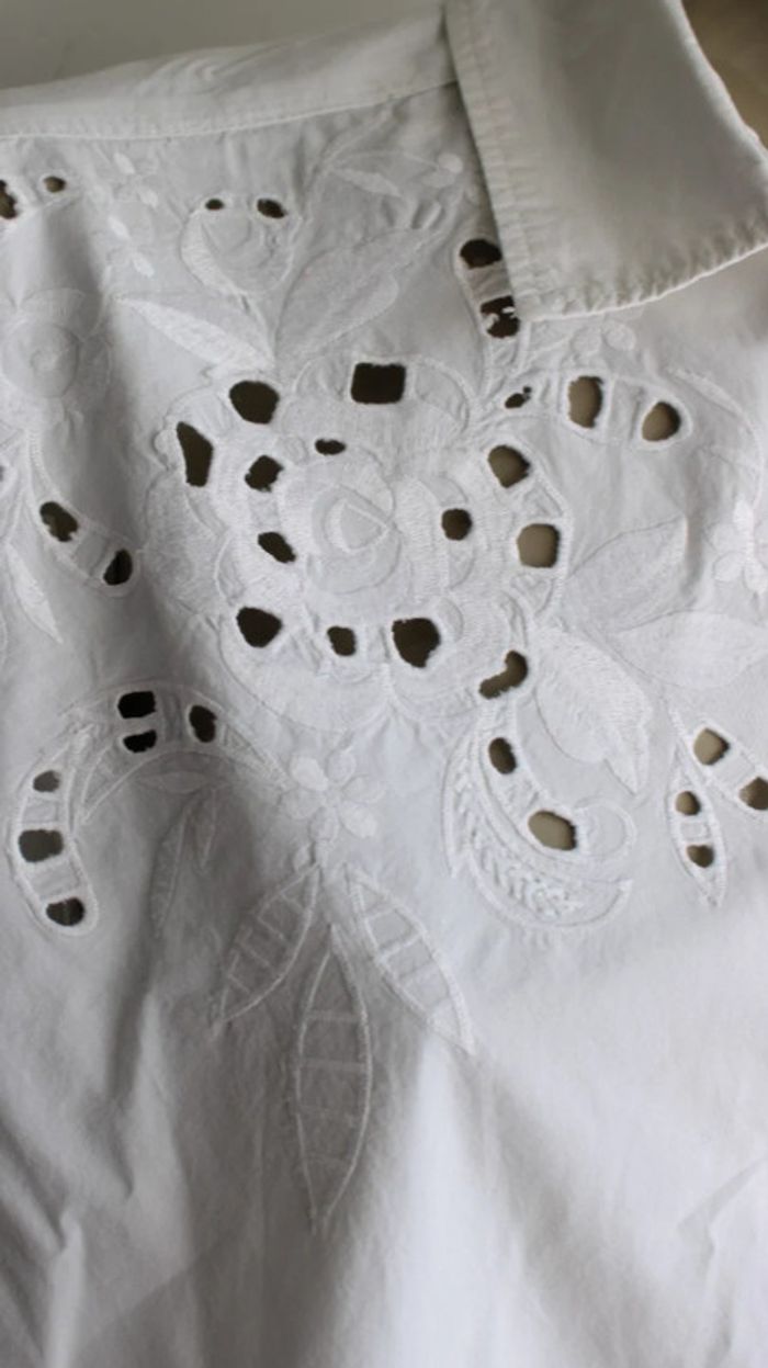 tunique chemise blouse en coton blanc coupe oversize garçonne marque zara - photo numéro 2