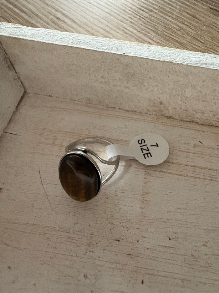Bague argentée et marron T 7 - photo numéro 6