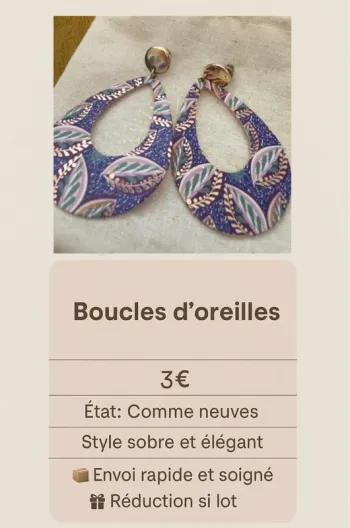 Boucles d’oreille ovale violet or
