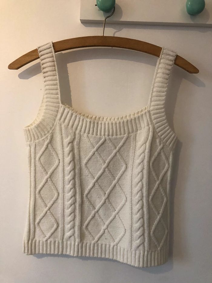 Crop top bretelles blanc primark tricot - photo numéro 3