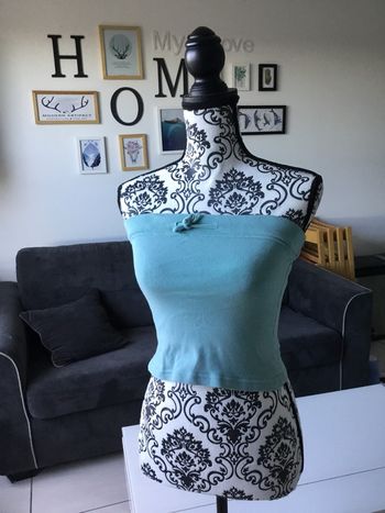 Top/haut court/bustier/ crop top 3suisses turquoise 34/36