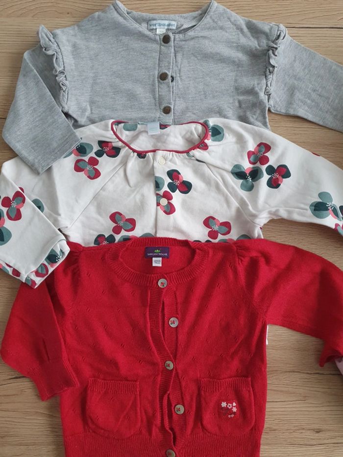 Lot gilets sergent major/obaibi/vertbaudet 12mois