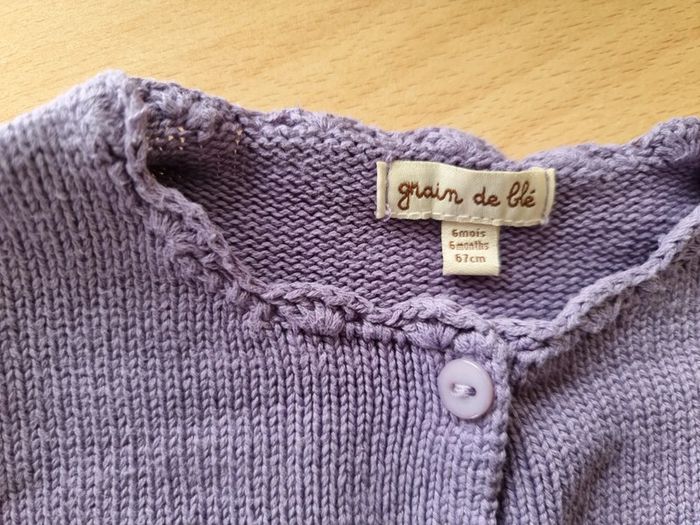 Gilet violet grain de blé 6 mois - photo numéro 2