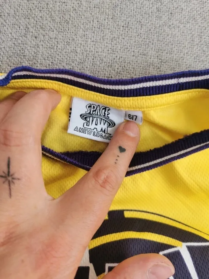 Ensemble enfant vintage space jam looney tunes shirt et débardeur Jaune et violet taille 6/7 ans - photo numéro 5