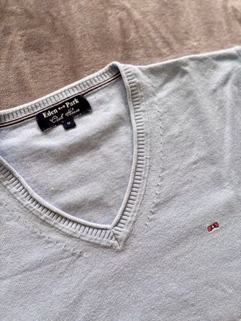 Pull Eden Park homme taille M bleu ciel – coudières brodées