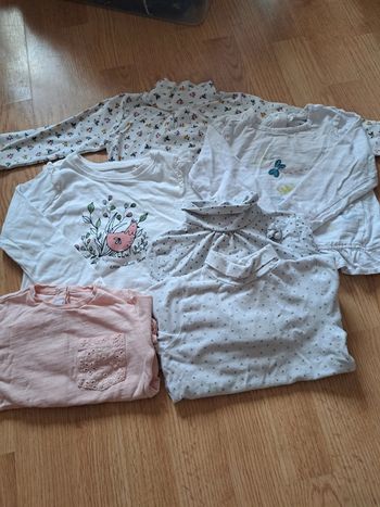 Lot 5 tee shirt manches longues fille 18 mois