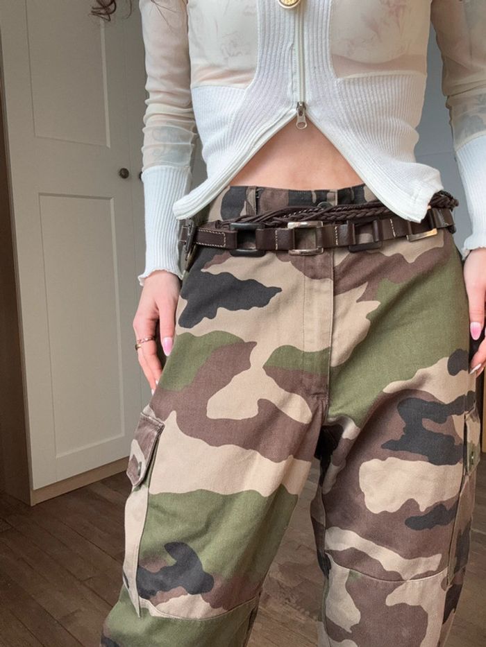 Treillis militaire pantalon cargo vintage authentique - photo numéro 2
