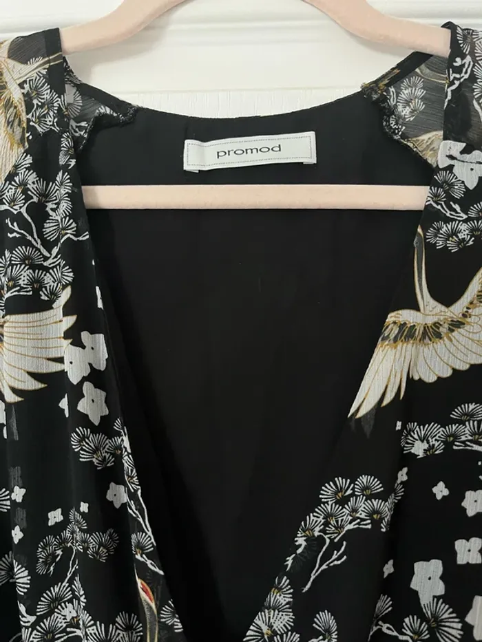 Robe mi-longue noir à motifs - photo numéro 2