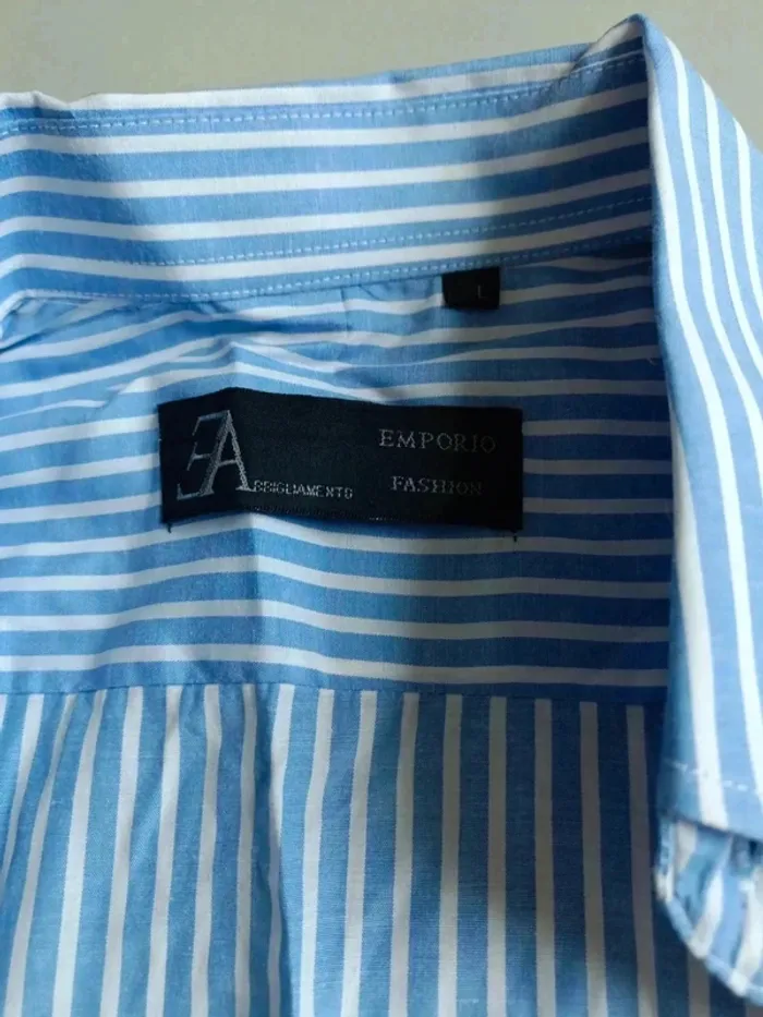 Chemise manches longues rayé bleu et blanc emporio fashion taille l - photo numéro 6
