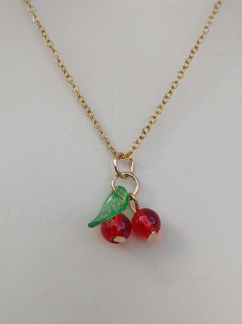 Collier en acier inoxydable doré cerises 🍒