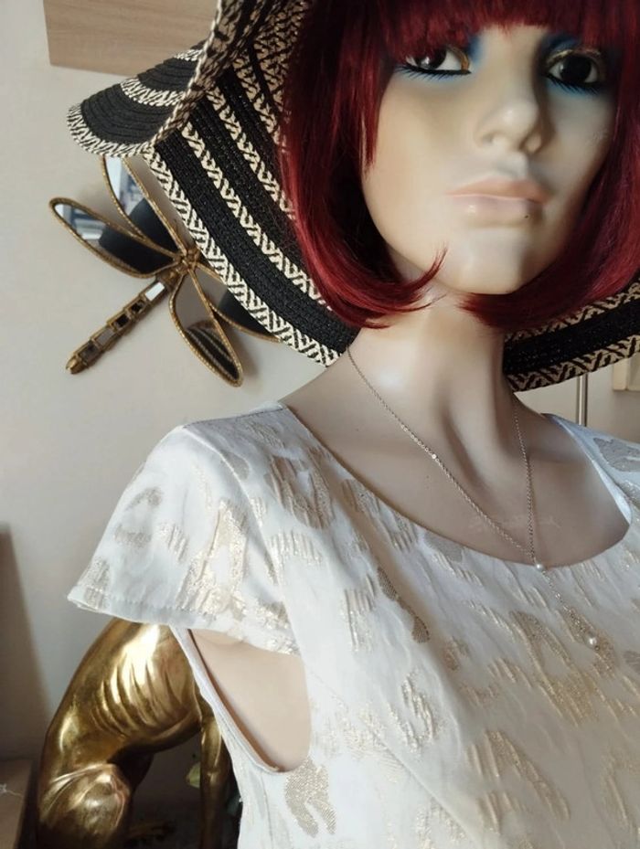 💎Robe Crème & Dorée Motifs Léopard Weise T34/36💕 - photo numéro 5