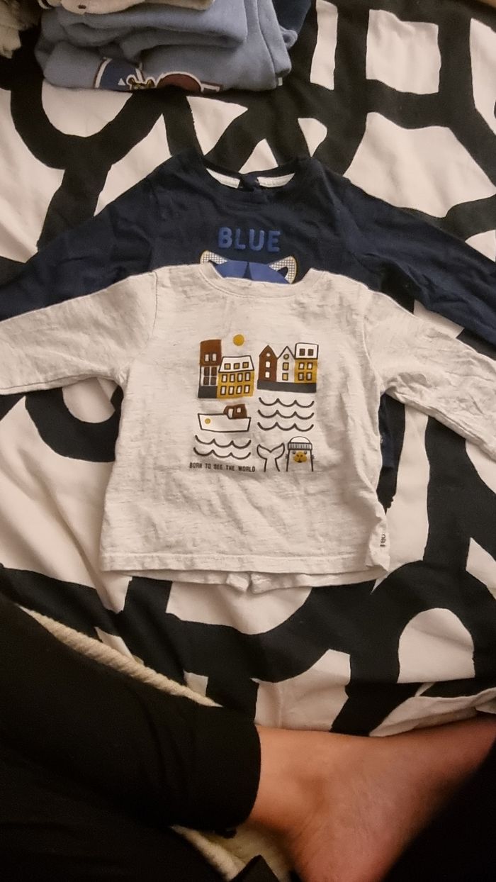Lot de 2 teeshirt manche longue OBAIBI 6mois - photo numéro 2