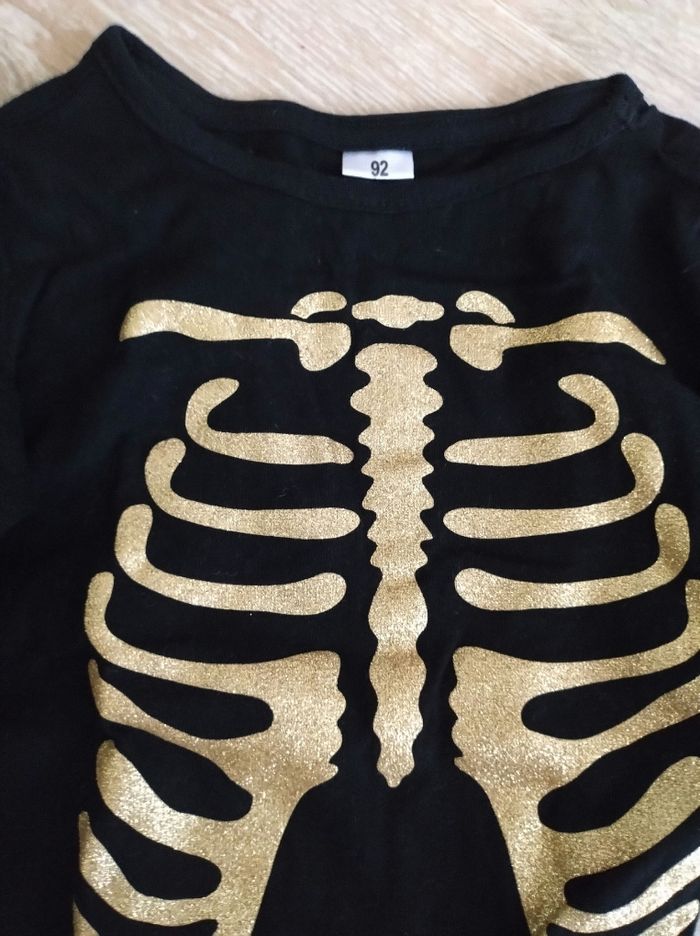 Tee-shirt squelette doré halloween - photo numéro 2