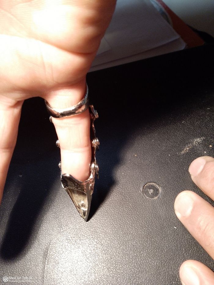 Bague longue à griffe tête de dragon alliage argenté acier - photo numéro 5