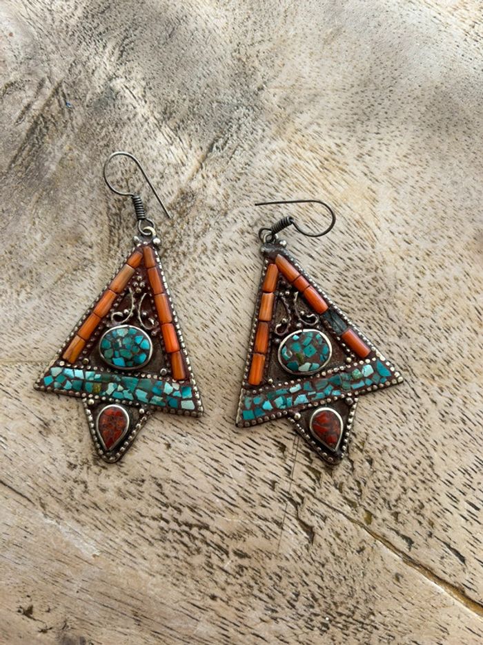 Boucle d oreilles en argent indien