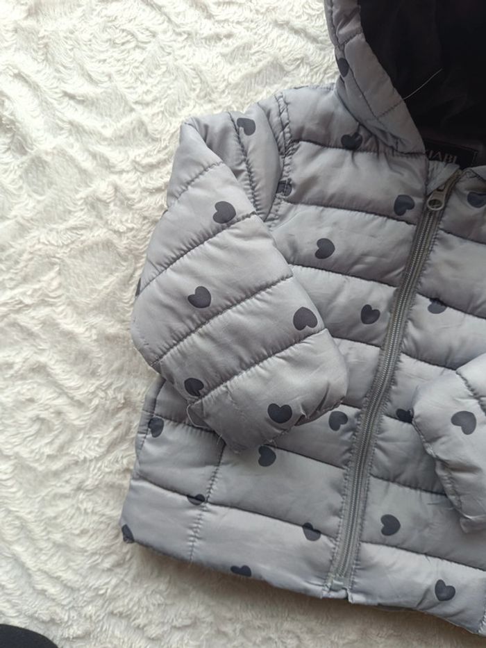 Blouson manteau doudoune avec capuche Fille 18 mois cœur Kiabi - photo numéro 3