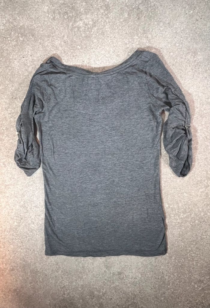 🌟 Haut gris à manches froncées Mango taille S 🌟 - photo numéro 4