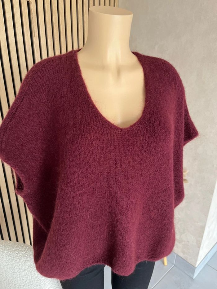 Pull bordeaux laine et mohair - photo numéro 2