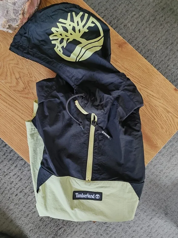 K-Way Imperméable Quart Zip Timberland Taille L Noir et Jaune - photo numéro 2