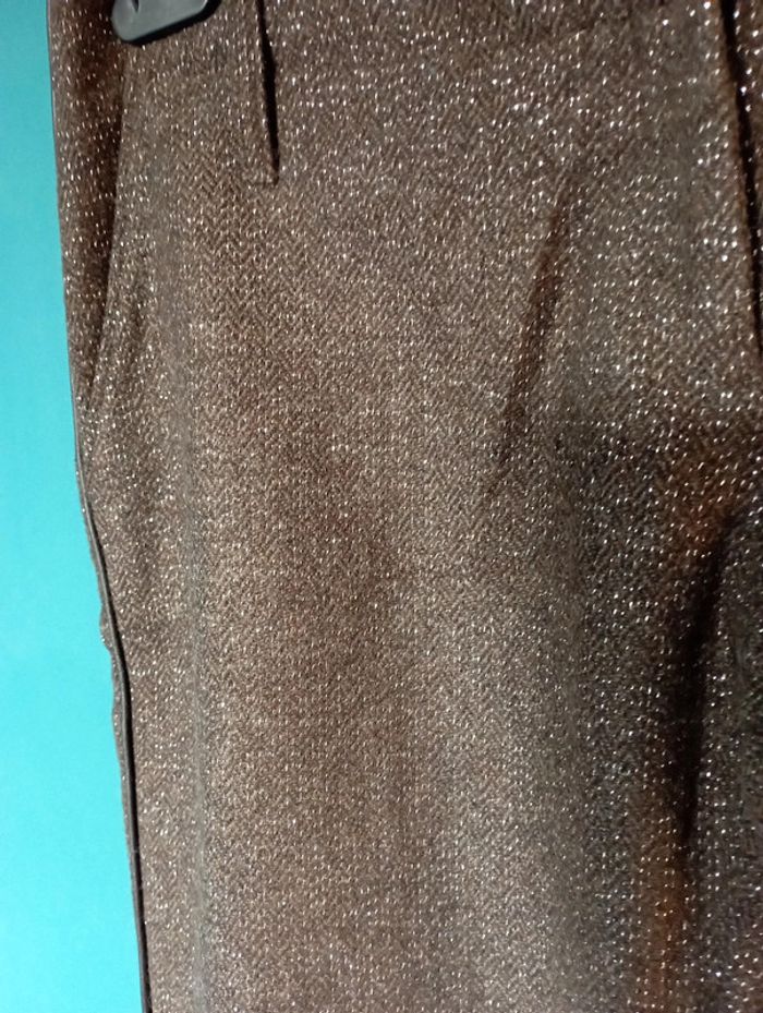 Pantalon femme marron laine et lurex - photo numéro 3