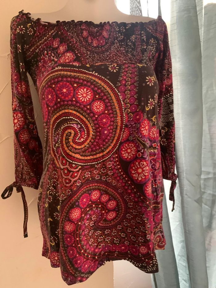 Blouse Defimode taille 36 fleurie manches 3/4 - photo numéro 7