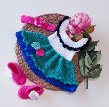 Vêtement bébé fille robe crochet  noeud 6 mois