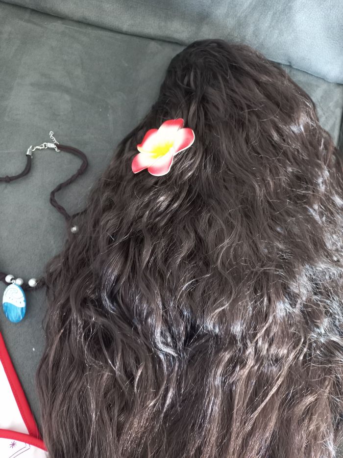 Robe déguisement vaiana 2 avec collier et perruque 4/5 ans - photo numéro 2