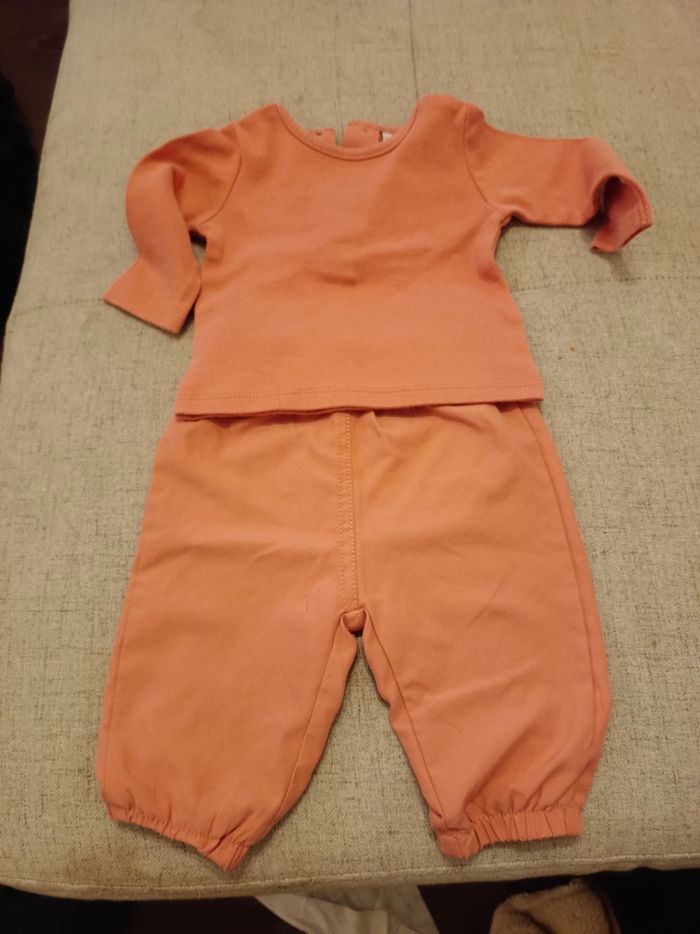 Ensemble pull et jogging vieux rose fille 3 mois - photo numéro 2