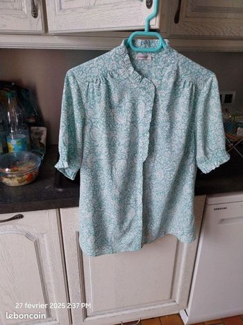 Chemisier fantaisie volantée - Couleur : Vert Indien Taille : 46 - DAMART