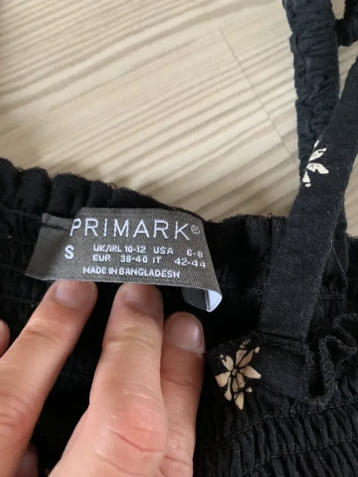 Crop top smock noir impression fleurs Primark T.38-40 comme neuf - photo numéro 2
