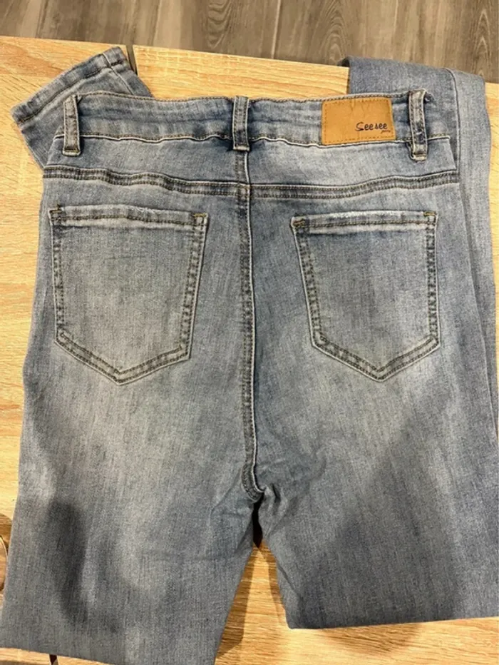 👖 jean bleu clair destroy taille 36 👖 - photo numéro 4