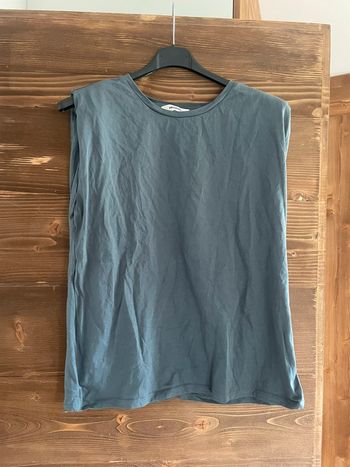 Tee shirt à épaulette promod bleu gris